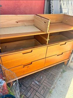 Mid-Century Modern Solid Pine 6-Drawer Dresser