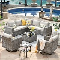 L Shaped Patio Sofa Set With Swivel Rocking Chairs High Quality Patio Sets 🆕🚎🚛🆕🚎🆕