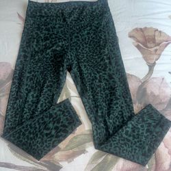 DKNY Green Leopard Print Leggings