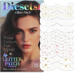Face Glitter Freckles Makeup Patches - 10 Count, Cute Sparkling Fake Freckles Stickers for Women Festivals, Concerts, Parties, and Cosplay -Cosmetic G