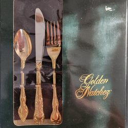Vintage Kenwood Golden Natchez Flatware Gold 20 Piece Set