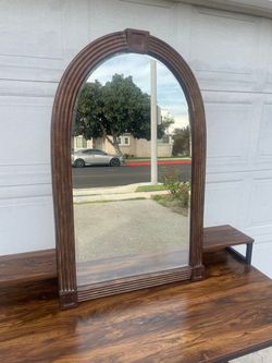 Arched Mirror Large Faux Wood -40” L x 25” W x 1.5” D