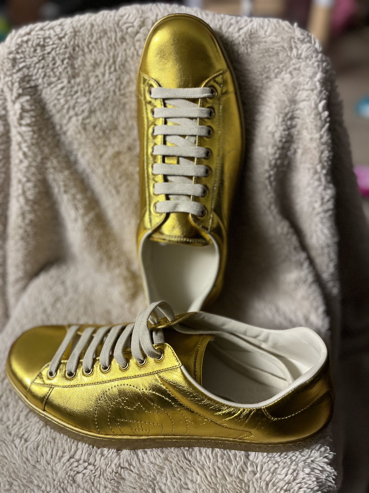 Gucci Gold Leather Sneakers