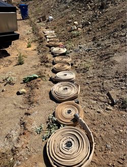 11 Fire Hoses - 1-1/2" x 50' w/ 2 Couplings Rubber Lined Firefighter Brass End
