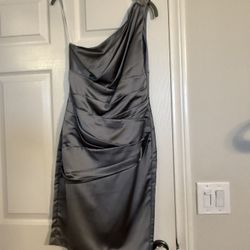 Silver Satin Bridesmaid Dress 