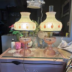 Pink Antique Lamps Oil Or Electric Lamps 