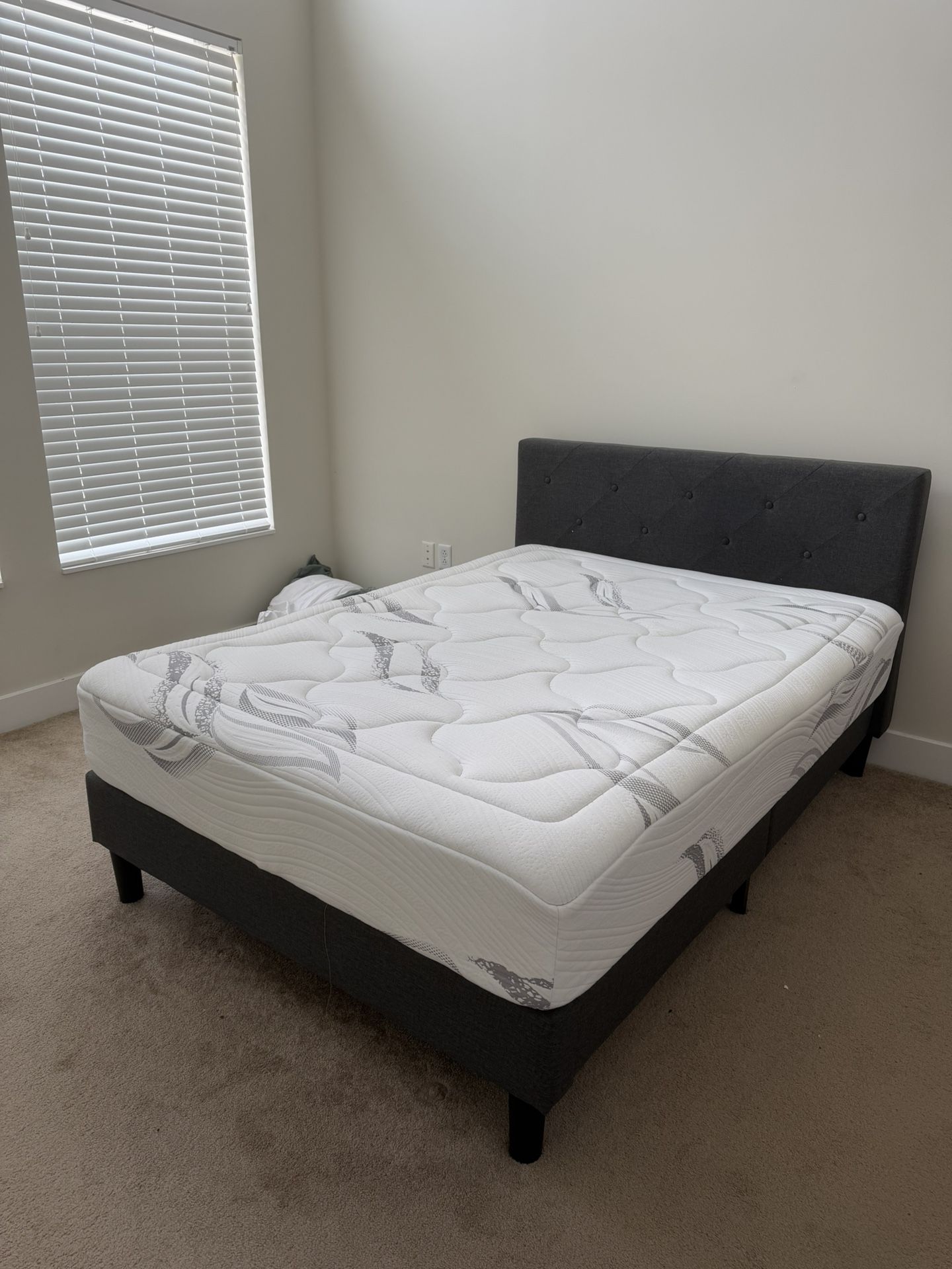 Full Size Bed + Frame + 13 Inch Memory Foam Mattress