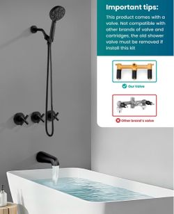 Matte Black Tub and Shower Faucet Set