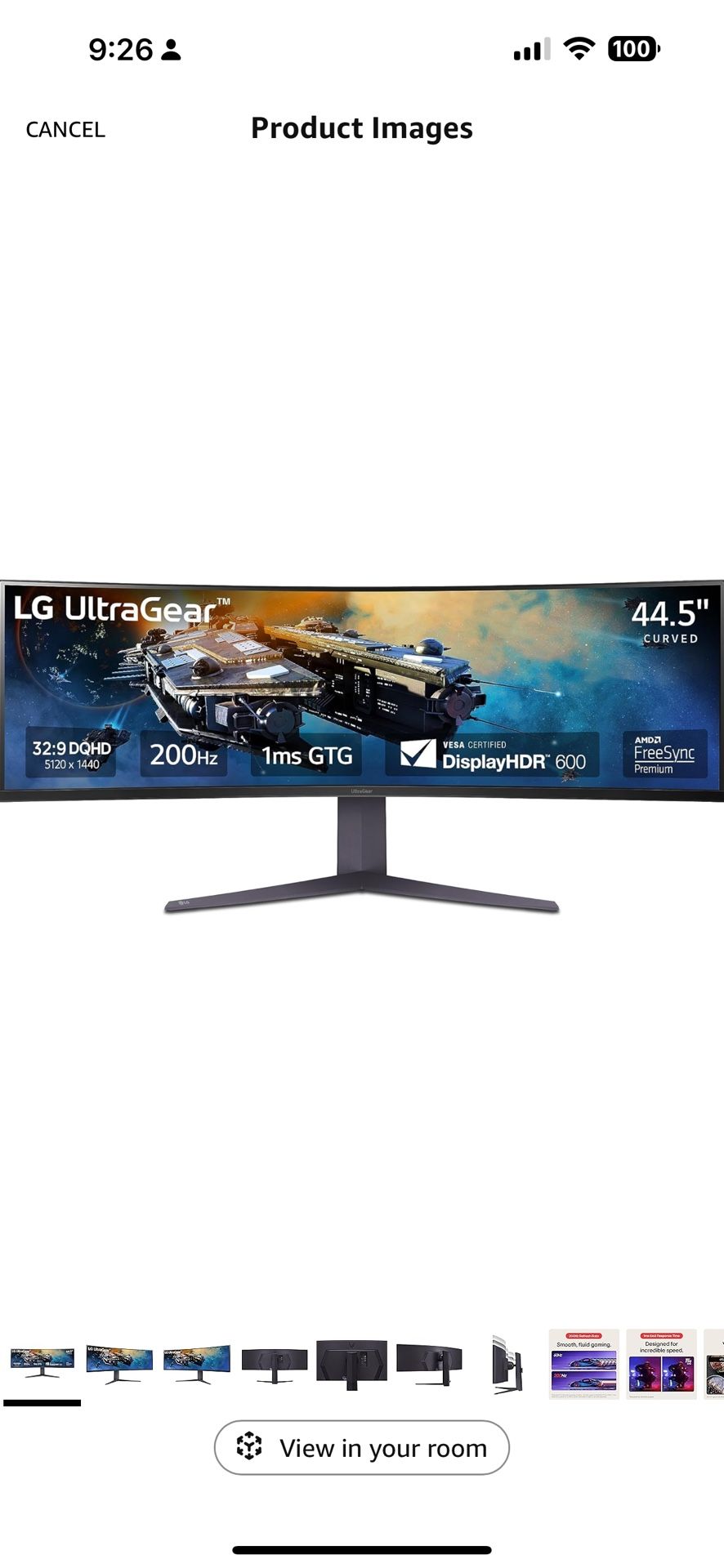 LG 45GR75DC-B Ultragear Curved Gaming Monitor 45-Inch