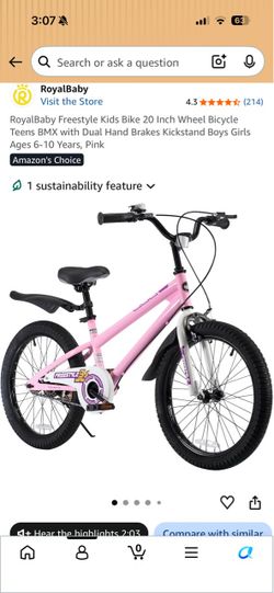 Little girls pink 20” wheels bike.
