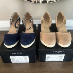 Espadrille Wedges (Suede/ Indigo Blue & Sand)