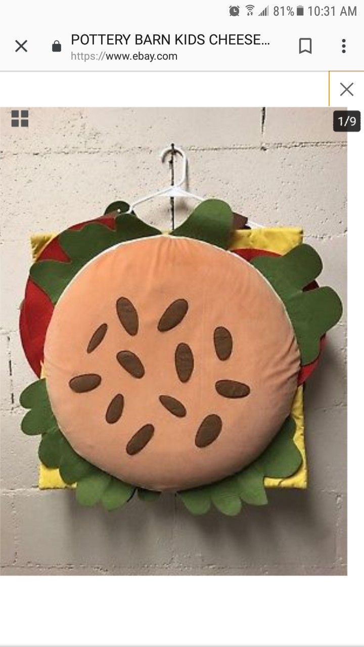 POTTERY BARN KIDS CHEESEBURGER HAMBURGER HALLOWEEN COSTUME