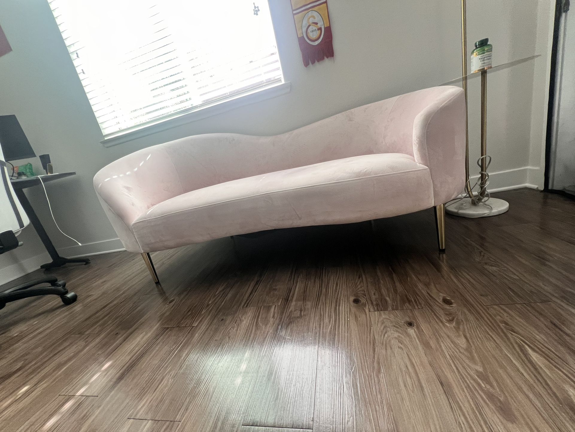 Pink Velvet Loveseat