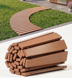 6.5FT Garden Pathway, HDPE Outdoor Garden Walkway with Handle, Roll Out Curved Outdoor Pathway, Waterproof & UV Resistant Walkway for Lawn, Patio, Bac