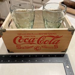 Coca-Cola Crate & 2 New Coke Glasses