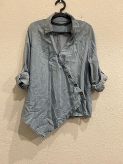 Light Blue Chambray Wrap Button-Up Shirt