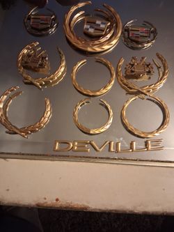 Gold & Chrome Cadillac Classic Emblems