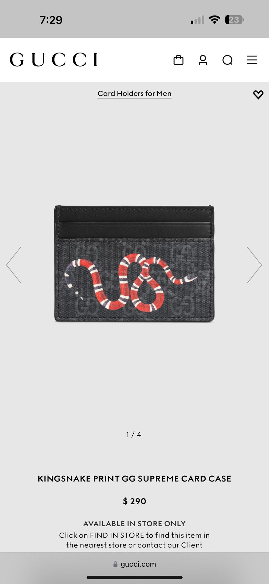 Gucci Kingsnake Card holder