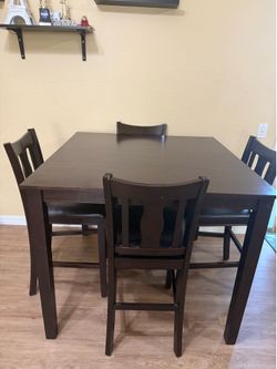 Counter Height Dining Table Set – 4 Chairs – Dark Brown – American Furniture