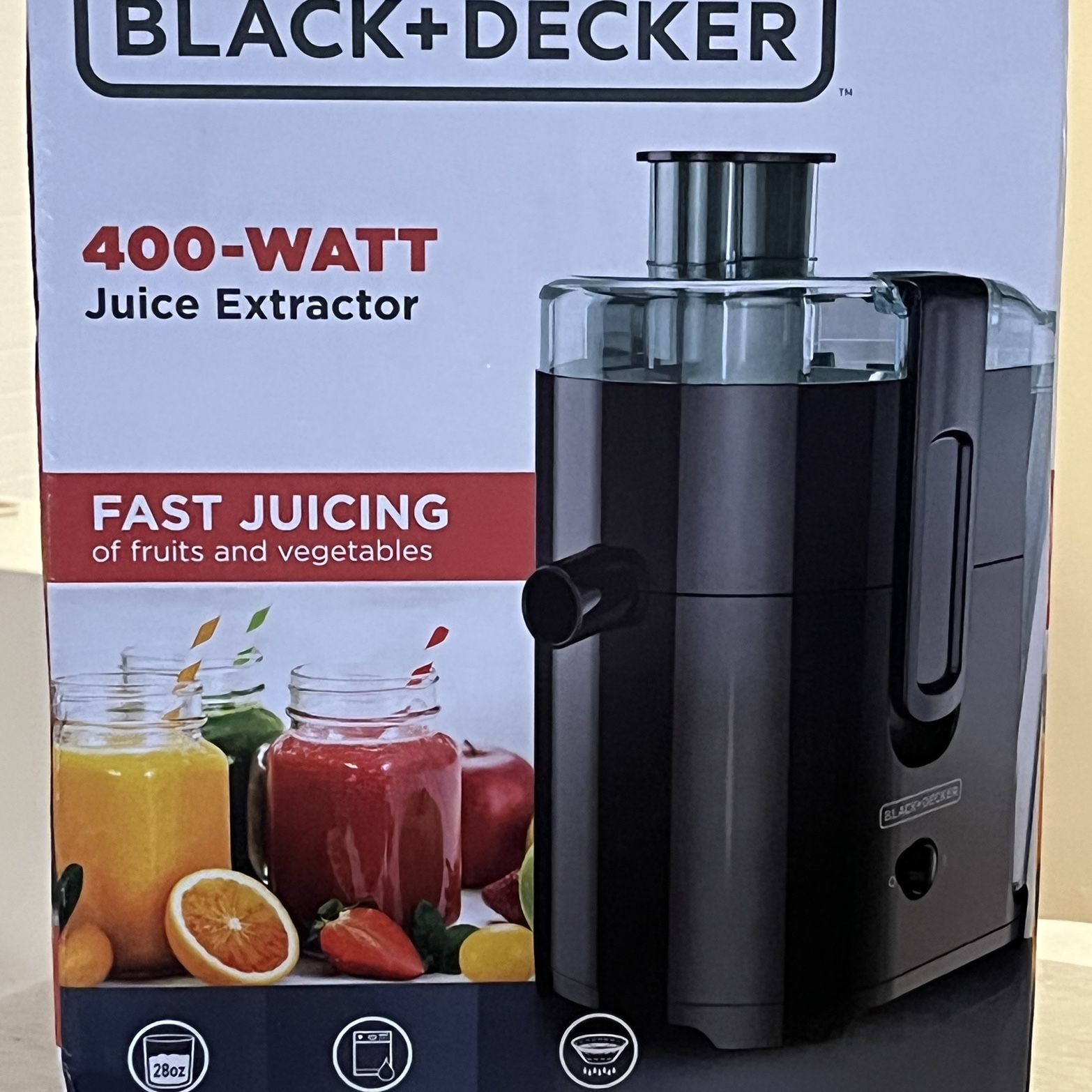 BLACK+DECKER Fruit and Vegetable Juice Extractor, 400-Watt Black