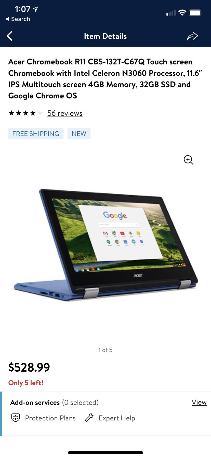 Acer Chrome book R11 CB5-132T-CB5-132T-C67Q Touch Screen Chromebook with Intel Celeron N3060 Processor 11.6” IPS Multitouch Screen 4GB Memory 32g SSD