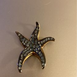 Star Fish Pendant With Light Blue Gemstones 