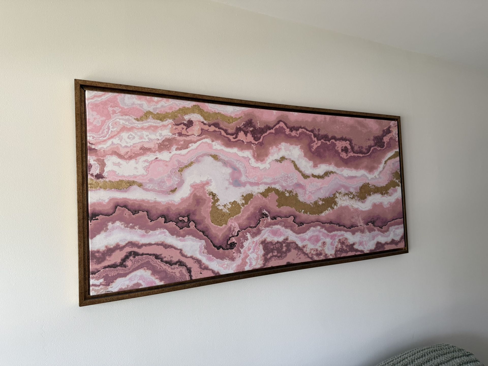 Shades Of Rose & Gold Geode Agate Wall Picture 56x26