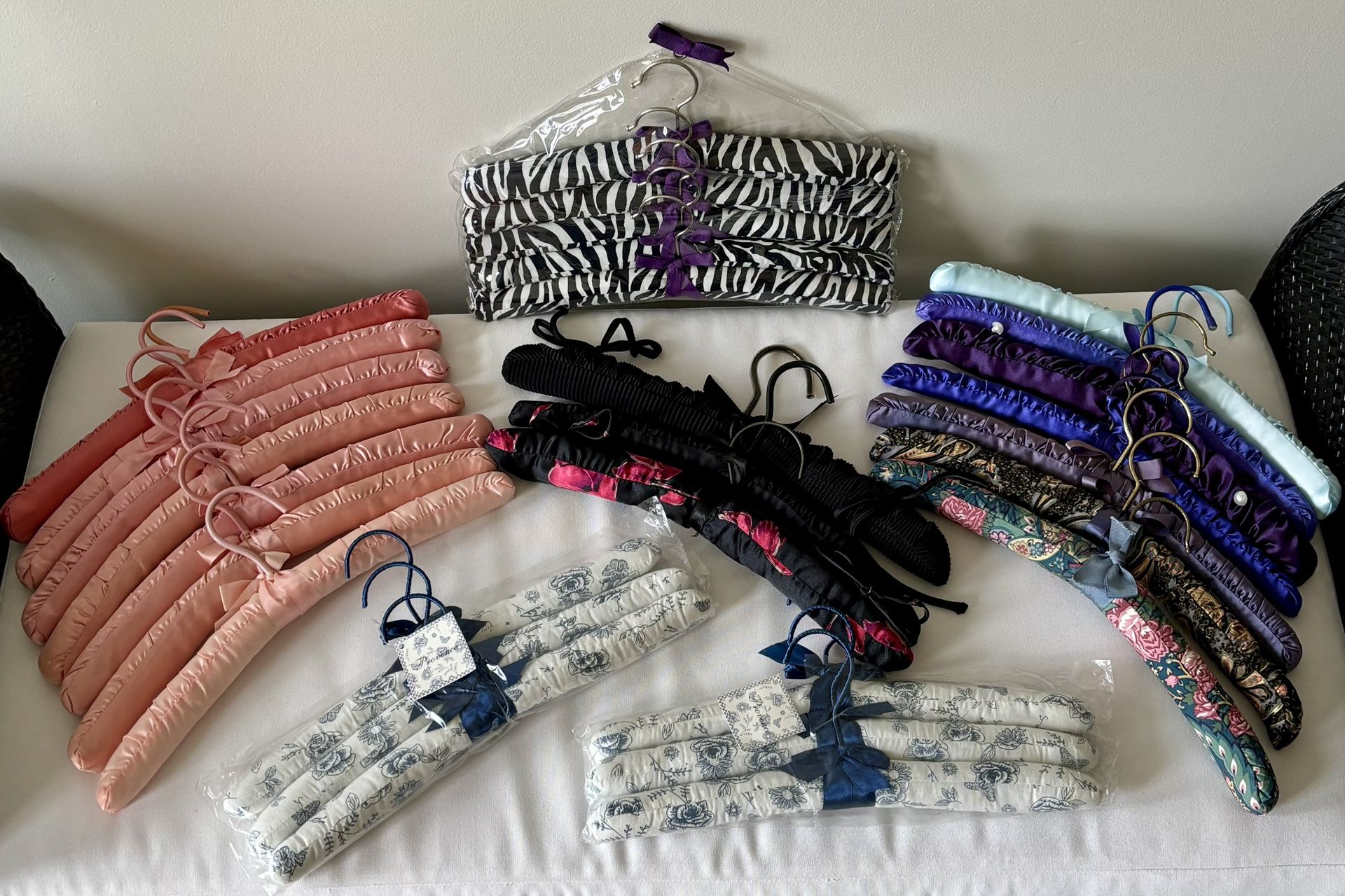 28 Pc. Lot of Satin Padded Clothes Hangers