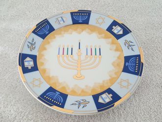NEW Menorah Accented Plate
