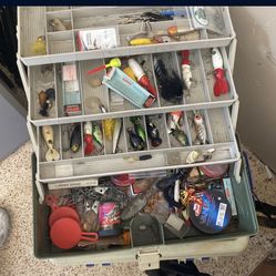 Tackle box and ~20 fishing lures