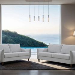 Brand New Light Grey Chenille Modern Style Sofa & Loveseat 