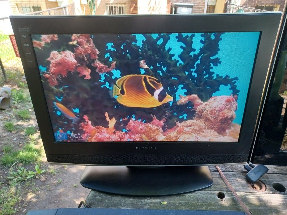 26" PROSCAN 1080P TV WITH BUILT-IN DVD PLAYER AND ROKU STREAMING STICK AND REMOTES $120 FINAL PRICE