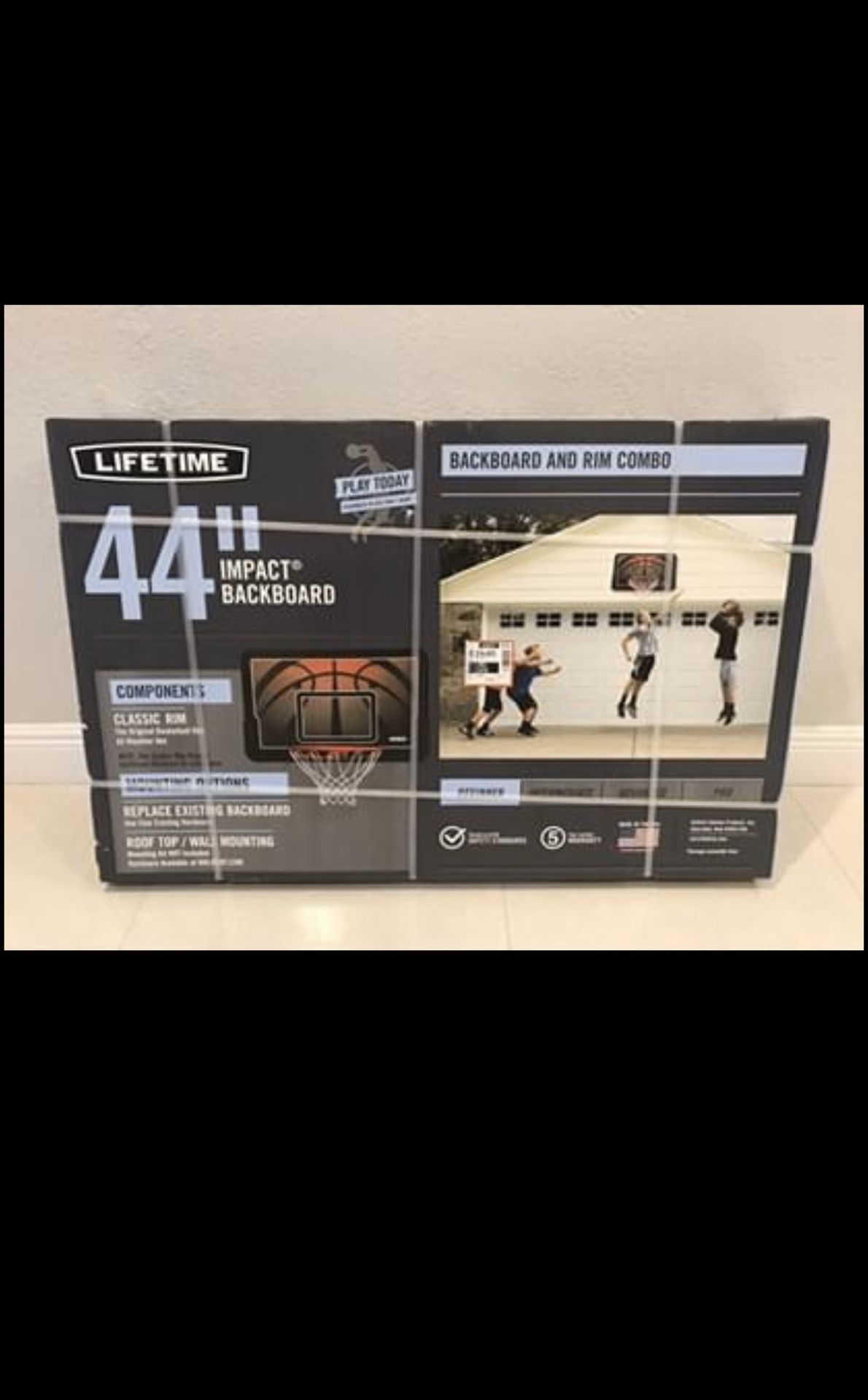 Lifetime 44 inch Impact Backboard and Rim Basketball Hoop Combo Brand New