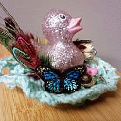 Quirky Pink Glitter Duck Fascinator 