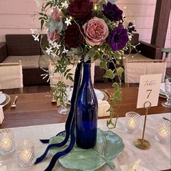 Empty blue bottles 17 large 8 small for centerpieces or crafts