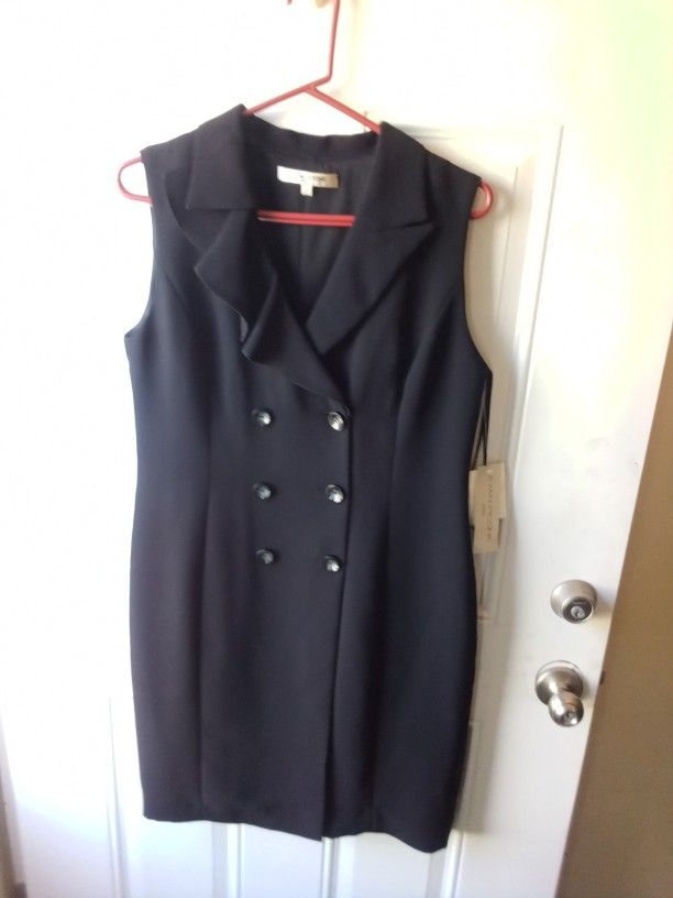 Women's Black Six Button Dress