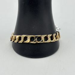 14kt Yellow Gold 9” Solid Square Curb Link Bracelet