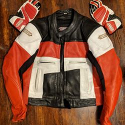 Leather Motorcycle jacket and gloves