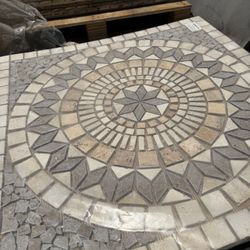 36”x36” Polished Stone Tile Medallion Marble