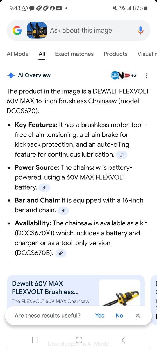 FLEXVOLT 60V MAX 16in. Brushless Cordless Battery Powered Chainsaw Kit with (1) FLEXVOLT 2 Ah Battery & Charger
by

DEWALT