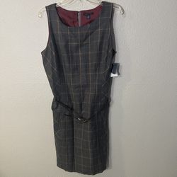 Tommy Hilfiger Womens Wool Blend Plaid Sleeveless Mini Dress - Sz 14
