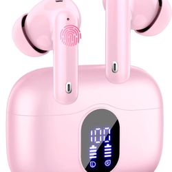 Wireless Earbuds, Bluetooth 5.3 Headphones Bass Stereo, Ear Buds with Noise Cancelling Mic LED Display, IP7 Waterproof in Ear Earphones, 36H Playtime 