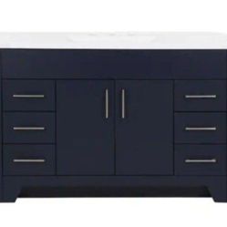 Home Decorators Collection Branine 49 in. Single Sink Deep Blue Bath Vanity with White Cultured Marble Top