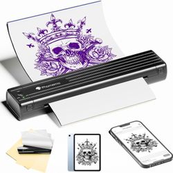 Wireless Tattoo Stencil Printer, Upgraded Thermal Tattoo Printer Machine with 10pcs Transfer Paper, Bluetooth Tattoo Printer for Tattoo Artists & Begi