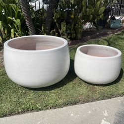 Large Ceramic Pots-Big White Planters($140 set of two)