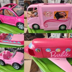 Barbie Camper Glam Jet Jeep Boat VW Bug and Extras