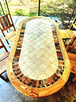 Mosaic Tile Top Dining Table