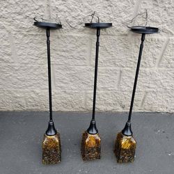 Set of 3 Amber Art Glass Pendant Hanging Lights