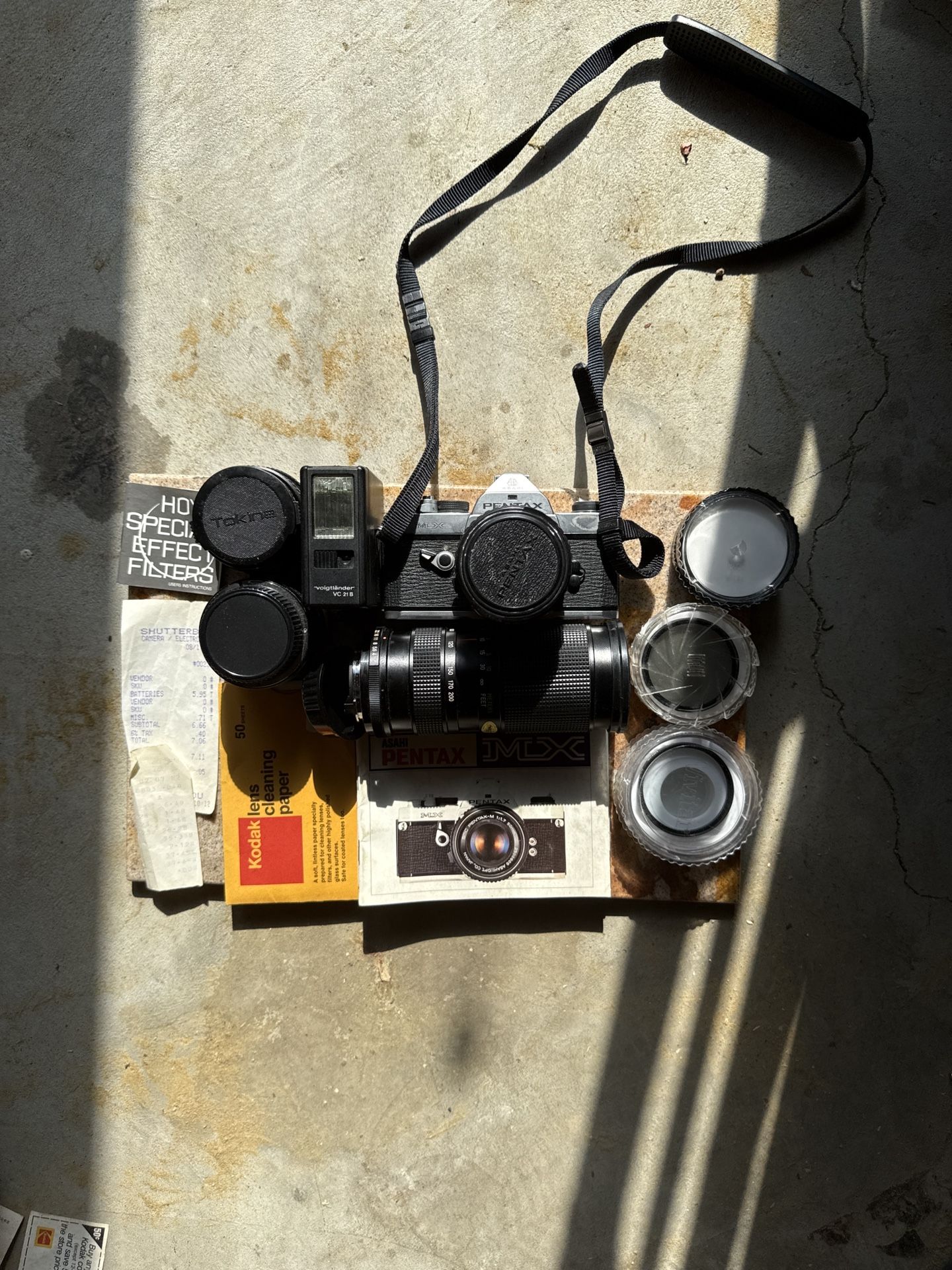 1976 Pentax MX Antique 35mm Film Camera Kit – 4 Lenses, 6 Filters, Flash, Manuals, Original Receipt, No Scratches Mint Condition