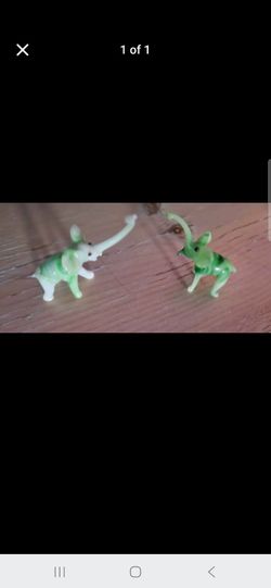 Miniature Glass Elephant Figurines Set of 2